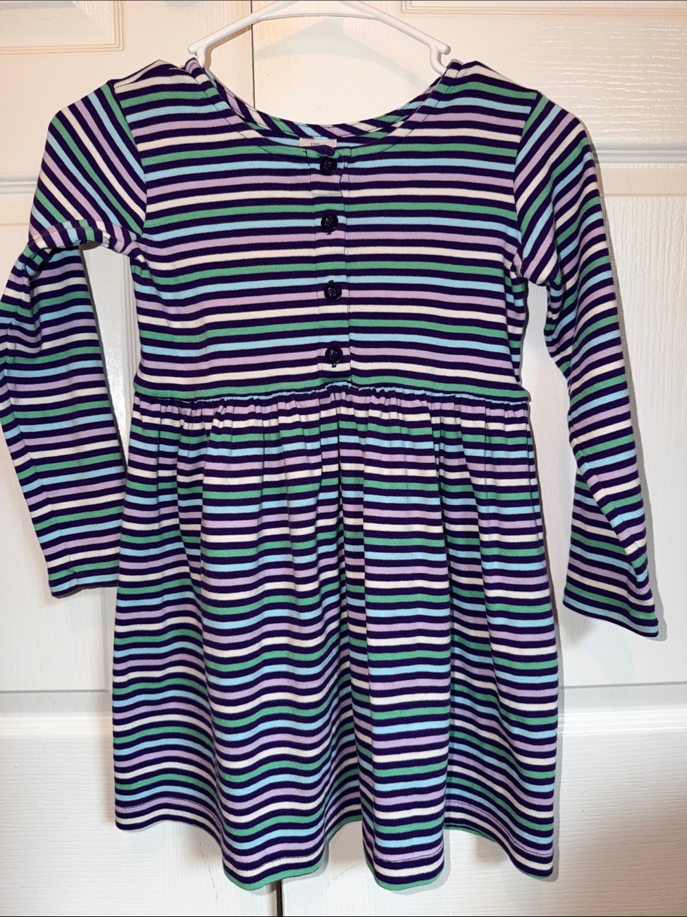 Hanna Andersson Day Play Henley Dress purple multi stripes size 120 (girls 6/7)
